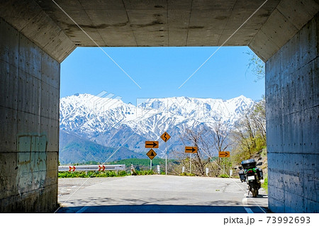 白馬村の風景（5月）：嶺方峠（白沢峠）から北アルプスの眺め 73992693