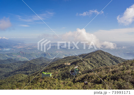 Cable car to famous tourist attraction - European city at the top of the Ba Na Hills, Vietnam 73993171