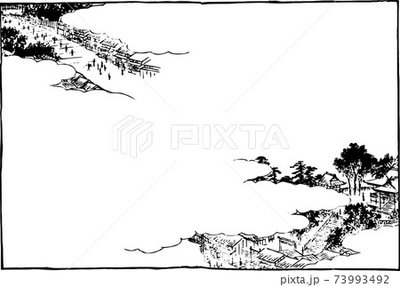 江戸の風景画：神社への道 73993492