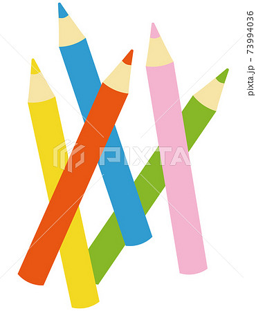 五色の色鉛筆の愉快な仲間たちシリーズのイラスト素材