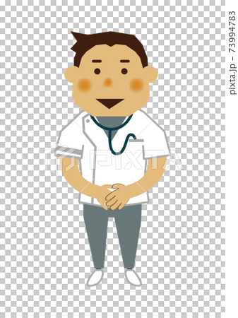 看護師のイラスト。男性のイラスト。医療関係の素材。 男性看護師、求人用。職業のイラストレーション。 73994783