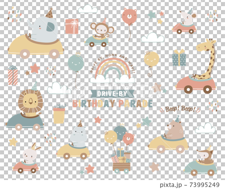 Drive-through birthday party design material set for babies and children 73995249