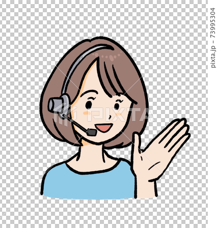 コールセンターのオペレーターの女性のイラストのイラスト素材