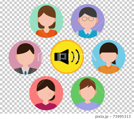 Voice sns community faceless icon illustration Voice sns community faceless icon illustration 73995313