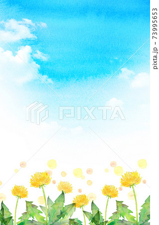 水彩イラスト　たんぽぽと青空 73995653