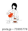 コーヒーを注ぐ女性のイラスト 73995778