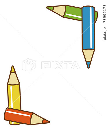 色鉛筆で作ったカギかっこ 鍵括弧 フレームのイラスト素材