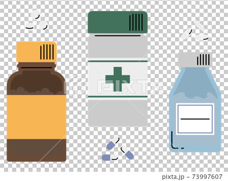 色々な薬 薬のボトル イラストセットのイラスト素材