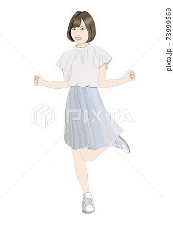 楽しく踊る若い女性イラスト 73999569