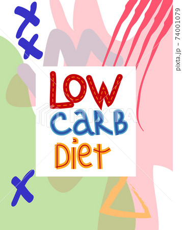 Low carb high fat white collage lettering. Keto diet flat hand drawn illustration. 74001079