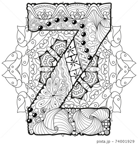 Mandala with letter Z for coloring. Vector decorative zentangle Mandala with letter Z for coloring. Vector decorative zentangle 74001929