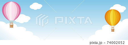 バナー 空 気球 フレーム 背景 青空 雲 コピースペース 背景 イラストのイラスト素材