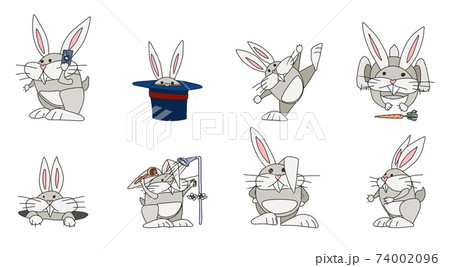 Funny Rabbits Character Compilation Vector のイラスト素材