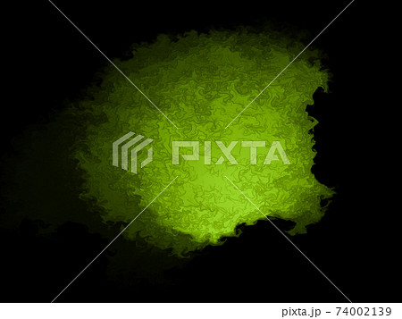 黒い背景の上に黄緑色の液体が流れる抽象的イメージのイラスト素材