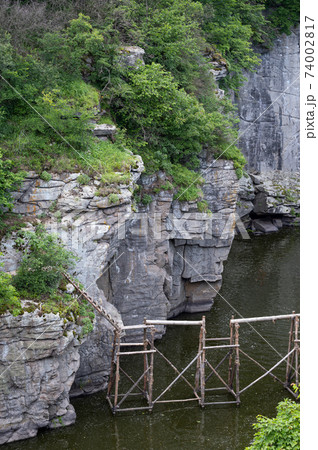 Buky Canyon summer landscape, Hirskyi Tikych river, Cherkasy Region, Ukraine. 74002817