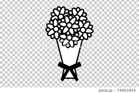白黒の葬儀アイコン、花束 74003954