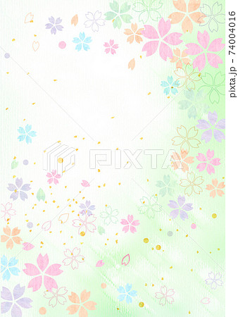 桜 淡い水彩 グリーン背景 縦型728のイラスト素材 桜 淡い水彩 グリーン背景 縦型728のイラスト素材