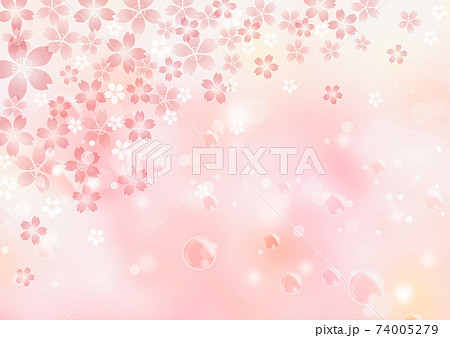 桜とシャボン 淡いピンク背景735のイラスト素材
