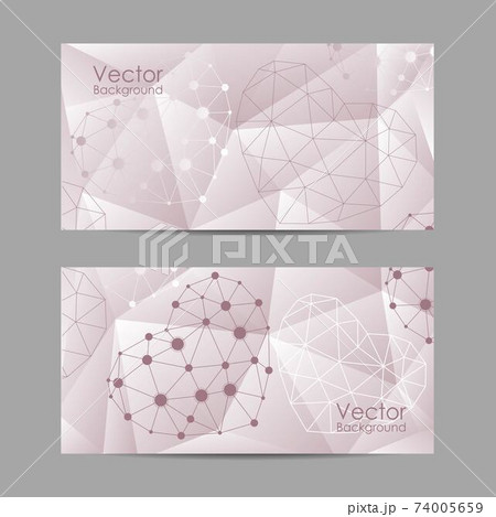 Set of horizontal banners with abstract hearts 74005659