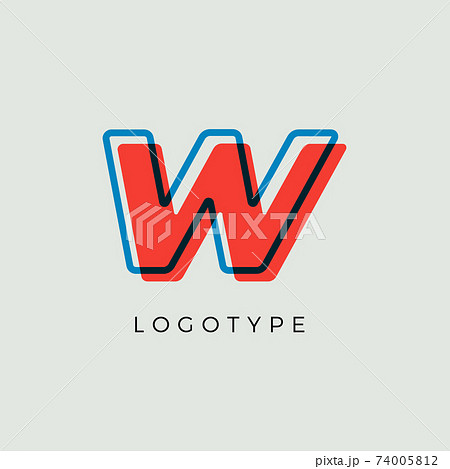 Stunning Letter W with 3d color contour, minimalist letter graphic for modern comic book logo, cartoon headline, creative lettering and art monogram. Minimal style letters, vector typographic design 74005812