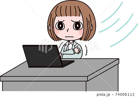 オフィスワーク 寒がる女性のイラスト素材