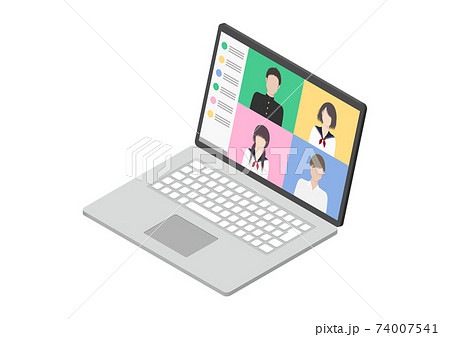 オンライン授業・オンデマンド授業のイラスト素材 オンライン授業・オンデマンド授業のイラスト素材 74007541