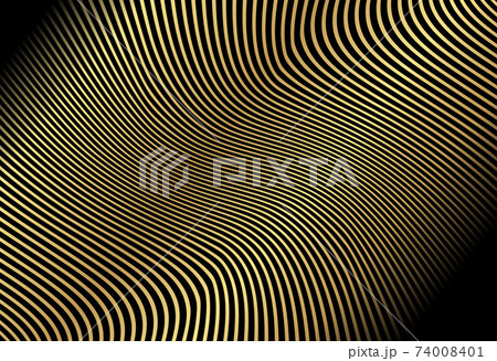 Abstract gold color warped Diagonal Striped Background. Vector curved twisted slanting, waved lines texture. Brand new style for your business design. 74008401