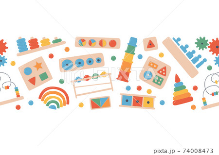 Children wooden toys for Montessori games. Education logic toys for preschool kids. Children wooden toys for Montessori games. Education logic toys for preschool kids. 74008473