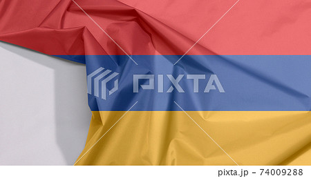 Armenia fabric flag crepe and crease with white space Armenia fabric flag crepe and crease with white space 74009288