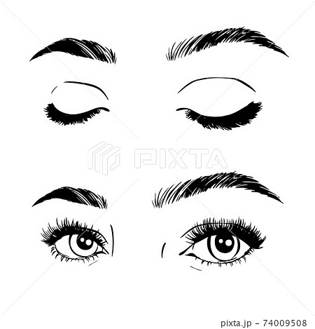 Female woman eyes and brows image collection set. Female woman eyes and brows image collection set. 74009508