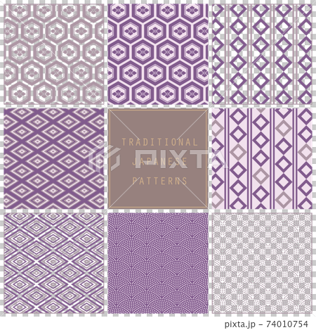 Japanese pattern pattern set ─ Hanabishi on the turtle shell, nail pulling connection, Irikobishi, shark Komon Japanese pattern pattern set ─ Hanabishi on the turtle shell, nail pulling connection, Irikobishi, shark Komon 74010754