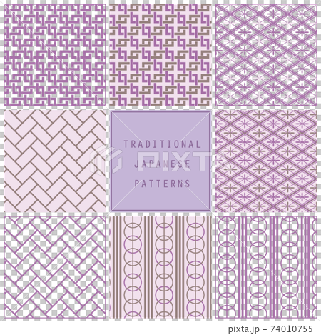 Japanese pattern pattern set ─ corner connection, Narihirabishi, Kuruwa connection, Higaki (Ajiro) Japanese pattern pattern set ─ corner connection, Narihirabishi, Kuruwa connection, Higaki (Ajiro) 74010755