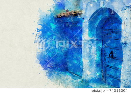 Chefchaouen, a city with blue painted houses. A city with narrow, beautiful, blue streets. Chefchaouen, a city with blue painted houses. A city with narrow, beautiful, blue streets. 74011004