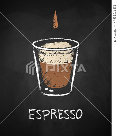 Espresso shot isolated on black chalkboard 74011581