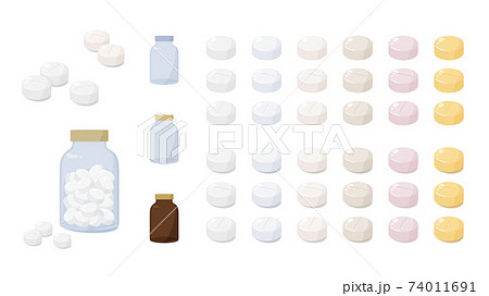 錠剤と瓶のイラスト素材セット 74011691