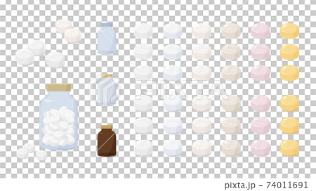 錠剤と瓶のイラスト素材セット 74011691