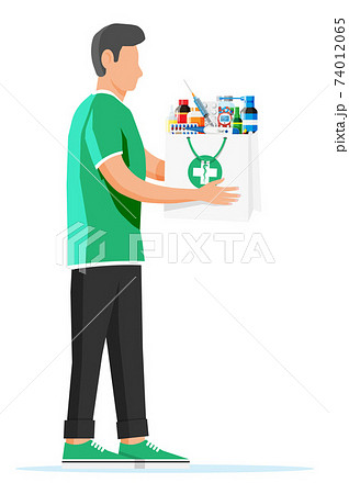 Man holding drugstore bag 74012065