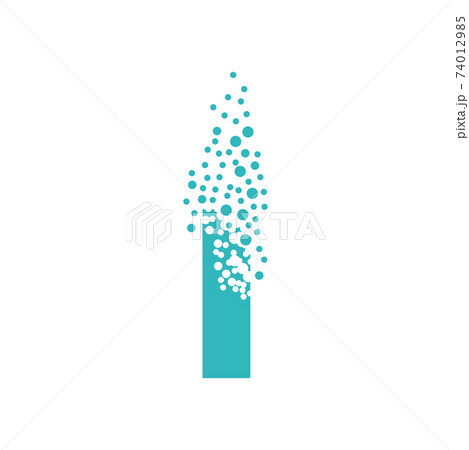 Letter I dispersing into a cloud of bubbles Letter I dispersing into a cloud of bubbles 74012985