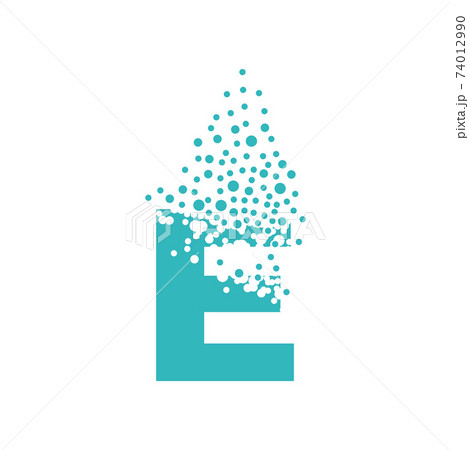 Letter E dispersing into a cloud of bubbles 74012990