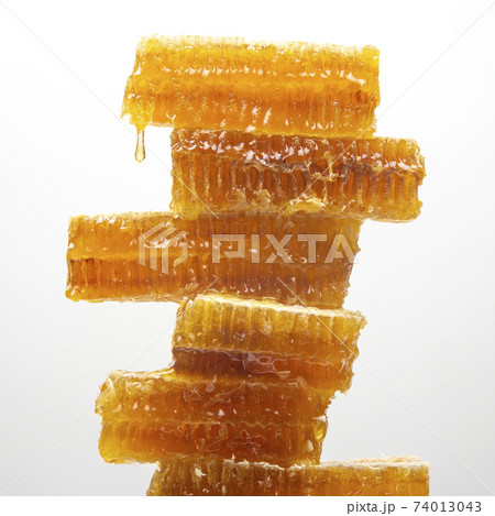 portions of fresh honeycomb on a white background. vitamin natural food. bee work product portions of fresh honeycomb on a white background. vitamin natural food. bee work product 74013043