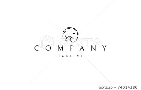 Vector logo on which an abstract image of a phoenix bird in a linear style. 74014380