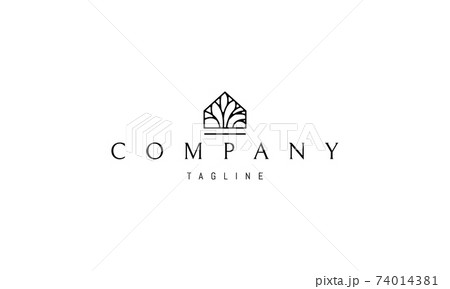Vector logo on which an abstract image of a house with a tree inside. 74014381