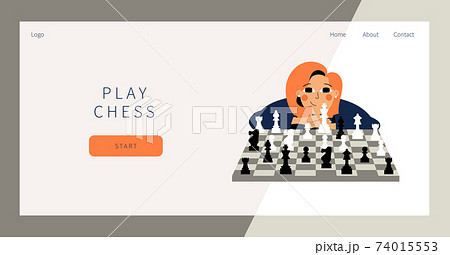 Play Chess Landing Page Cute Girl Plays Chess のイラスト素材