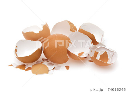 Eggshell. Shell of eggs on white. 74016246