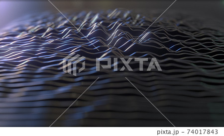 Vibrating metal strings or waves, 3d rendering 74017843
