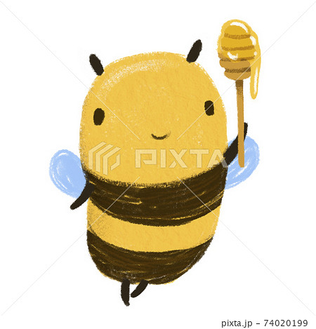 Cute Kawaii Happy Funny Honey Bee with honey dipper 74020199