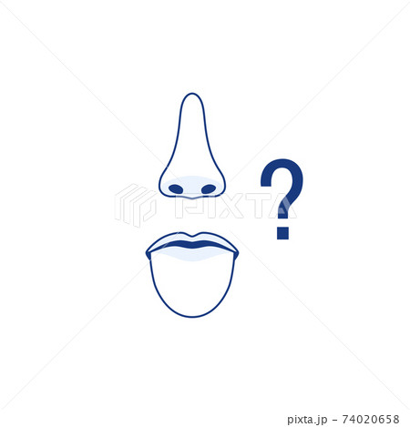 Protruding tongue mouth nose line icons isolated on white background. Smell and taste sense loss concept, question mark. Flu virus cold coronavirus runny nose symptom sign. Outline illustration Protruding tongue mouth nose line icons isolated on white background. Smell and taste sense loss concept, question mark. Flu virus cold coronavirus runny nose symptom sign. Outline illustration 74020658