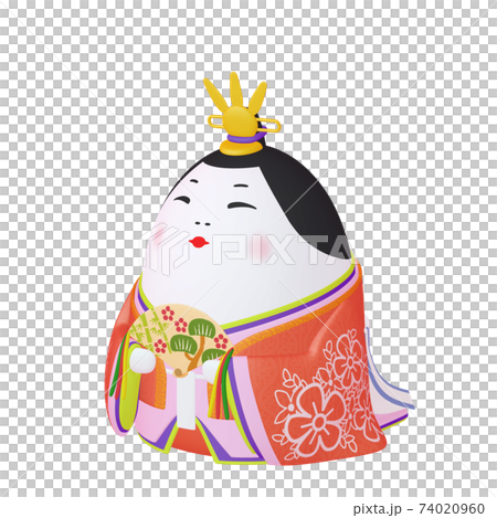 ひな祭りのイラスト　キャラクター　玉子のひな人形　お雛様（1_6） 74020960