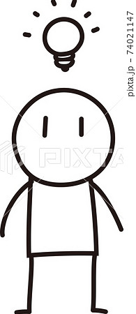 何かを閃いて頭上に電球が点灯した人性別無し 74021147