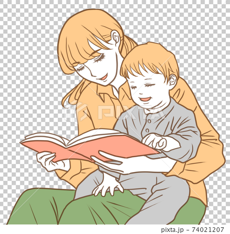 mother and child reading clipart